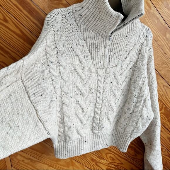 GANNI Chunky Cable Knit Half Zip Sweater - Picture 10 of 11